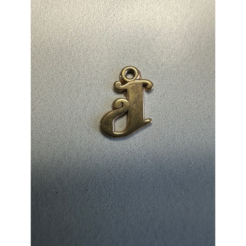 10k Yellow Gold Script Initial Letter J Charm Pendant 0.42g Small Dainty Fine